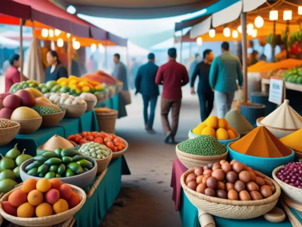 Un mercado vibrante lleno de colores y sabores de la gastronomía indígena