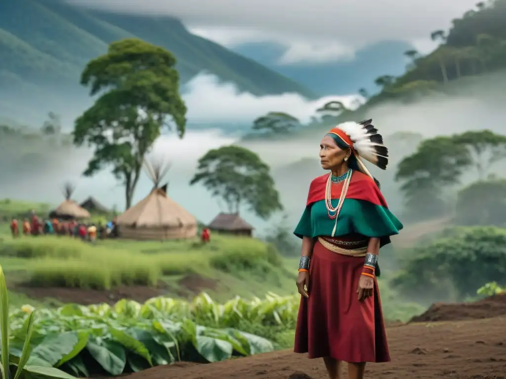 Miembros de comunidad indígena en ancestral tierra, reflejando impacto repatriación y riqueza cultural en armonía