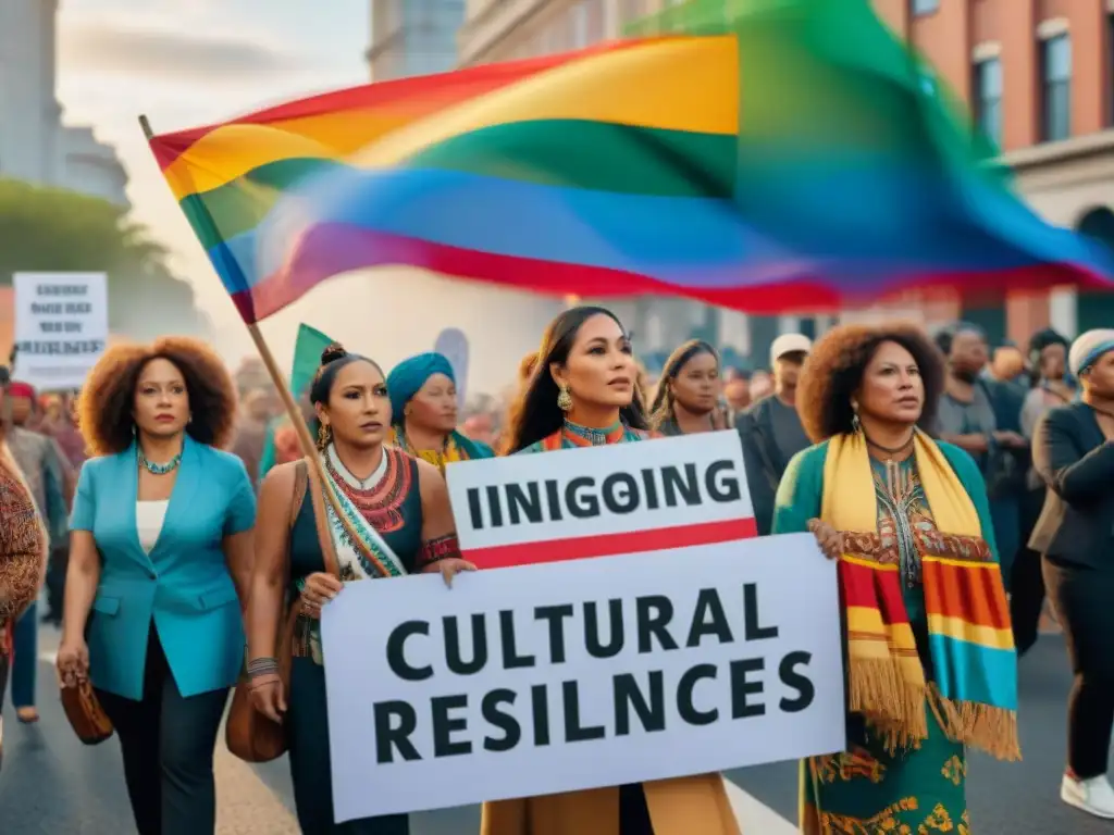 Mujeres de diversas comunidades indígenas en protesta, uniendo fuerzas en la lucha por la interseccionalidad del feminismo e indigenismo