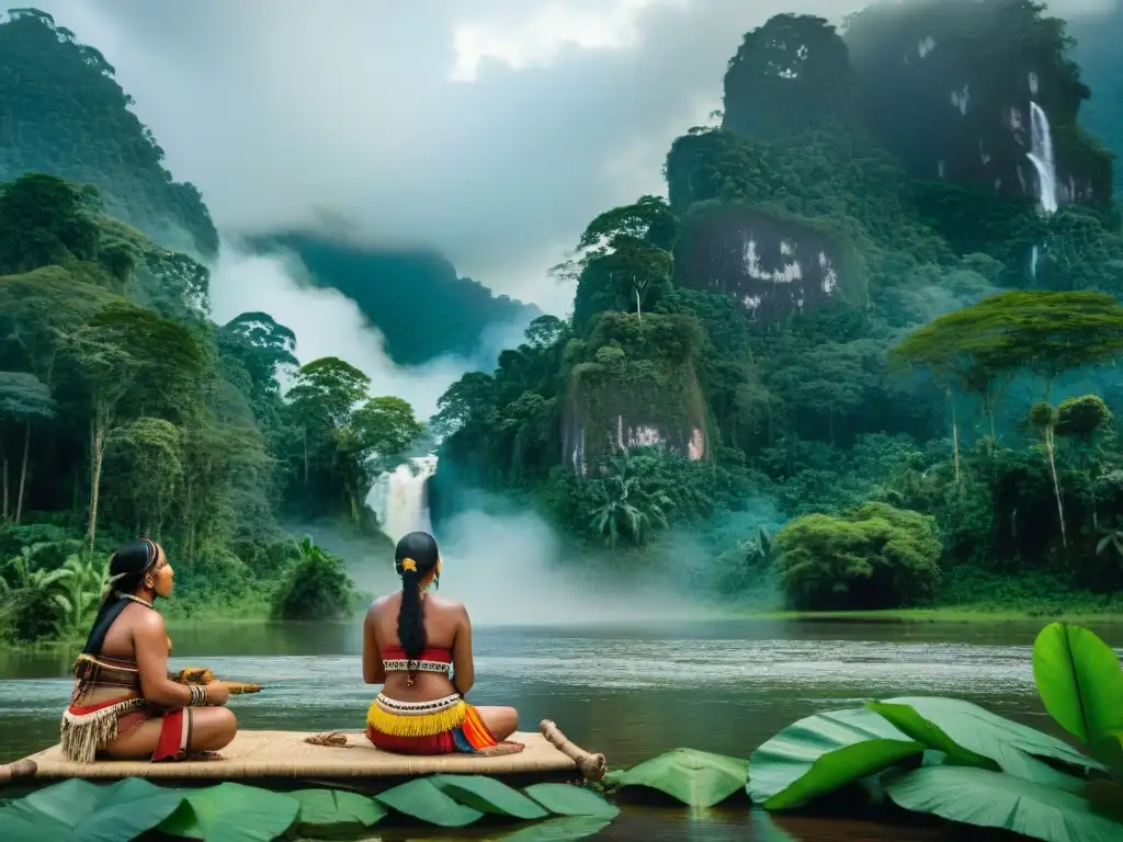 Mujeres indígenas amazónicas juegan un juego tradicional en la selva, mostrando la importancia del ocio en cultura indígena