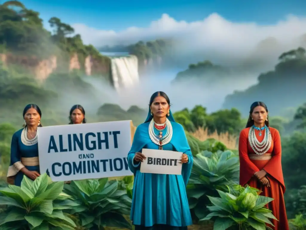 Mujeres indígenas defensoras de derechos de la tierra, fuertes y resilientes entre la exuberante naturaleza