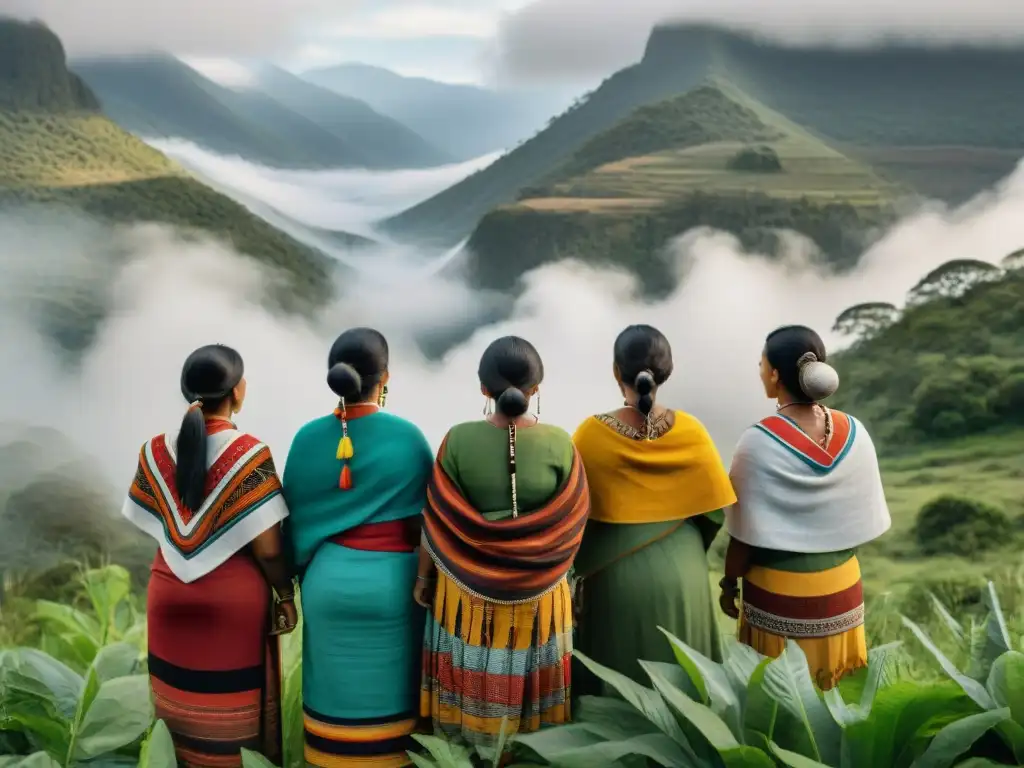 Mujeres indígenas defensoras de los derechos de la tierra unidas en sabiduría y poder ancestral frente a la naturaleza