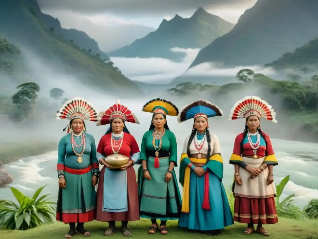 Mujeres indígenas defensoras de los derechos de la tierra, con determinación y esperanza en la naturaleza ancestral