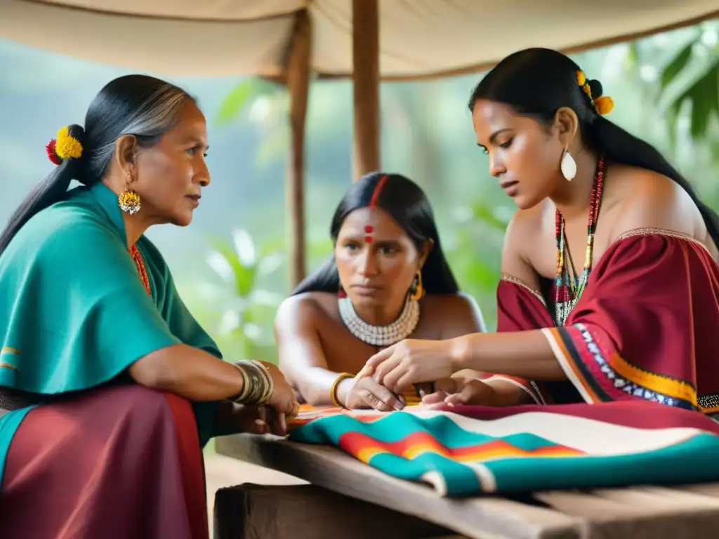 Mujeres indígenas emprendimientos sustentables: Mujeres reunidas en la naturaleza, discutiendo sobre negocios sostenibles