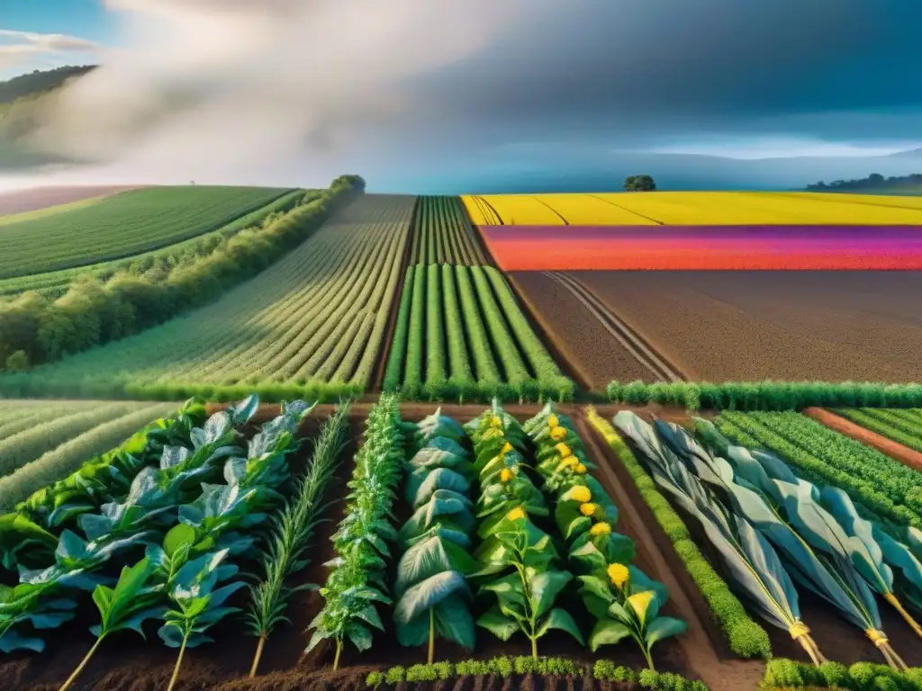 Un mural vibrante representa agricultores indígenas cultivando en la tierra fértil