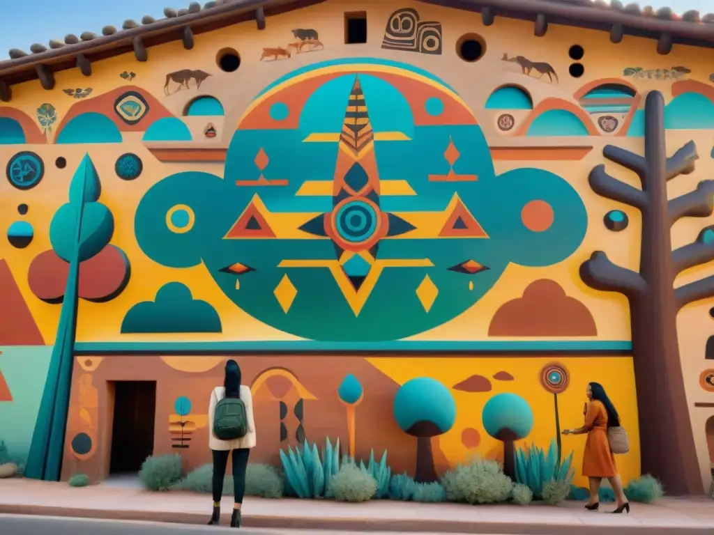 Murales indígenas en adobe desgastado: símbolos y colores vibrantes revelan significados arte indígena símbolos