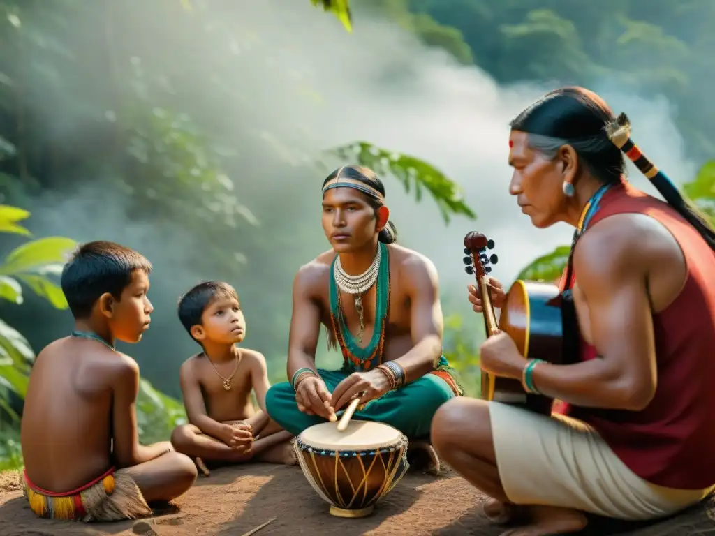 Niños indígenas aprendiendo música en el bosque: función educativa de la música indígena