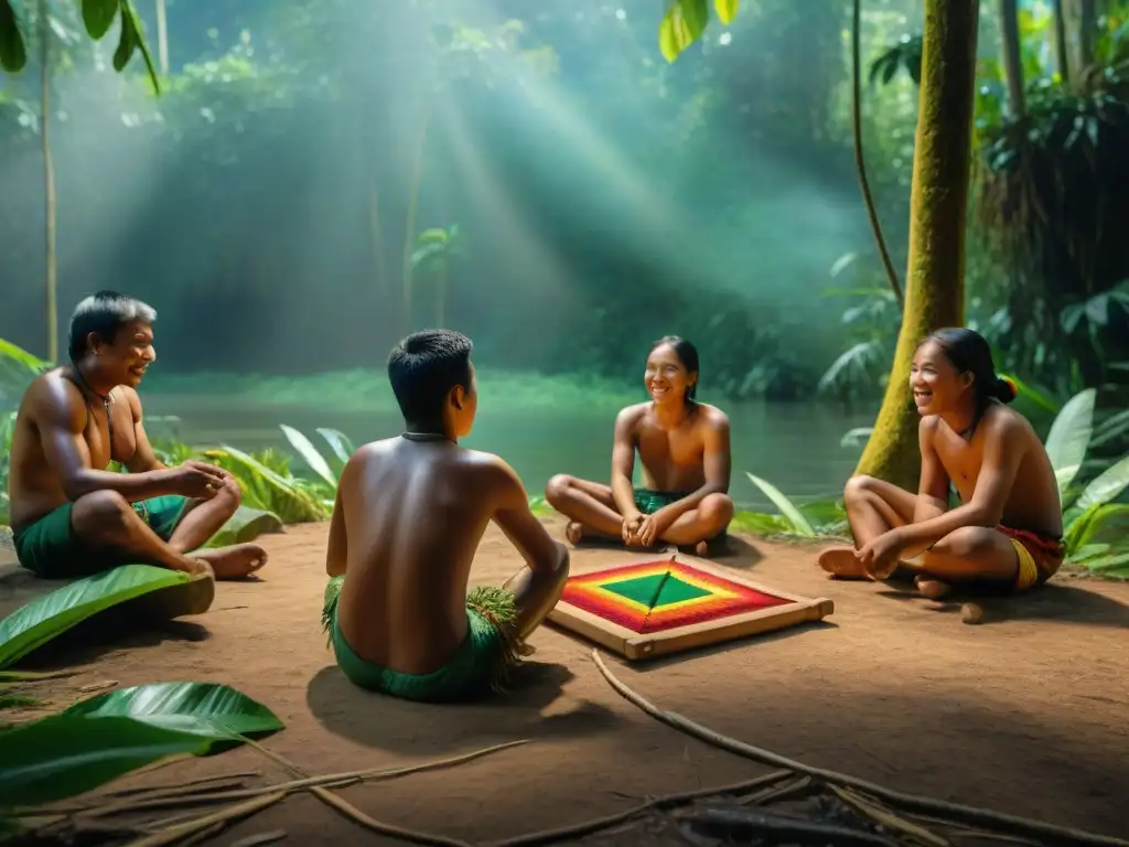 Niños indígenas juegan en la selva amazónica, resaltando la Importancia del ocio en cultura indígena