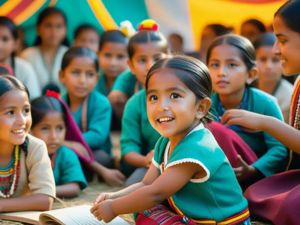 Niños zapotecas en taller de revitalización de idioma, Festival de las Lenguas en Oaxaca