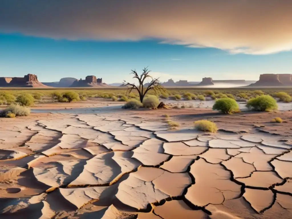 Un paisaje desolado en la Nación Navajo bajo el sol abrasador