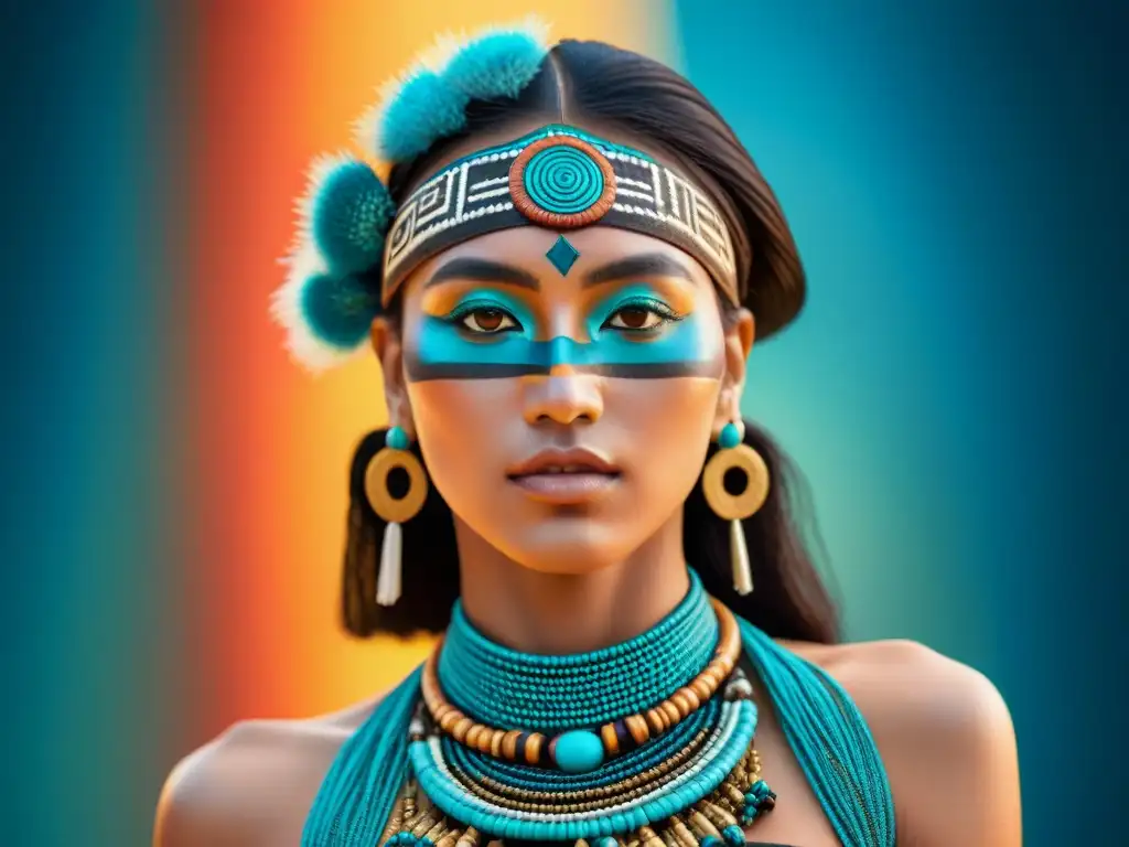 Una portada digital que fusiona arte indígena antiguo contemporáneo con elementos modernos en una explosión de colores y símbolos