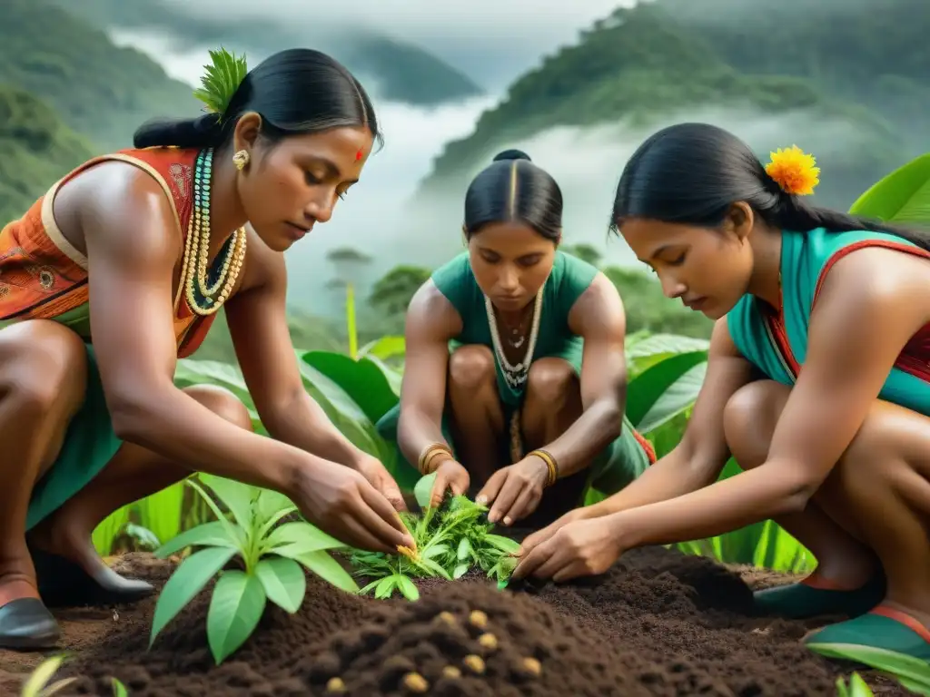 Prácticas indígenas de conservación de biodiversidad: Comunidad nativa siembra semillas en la exuberante selva