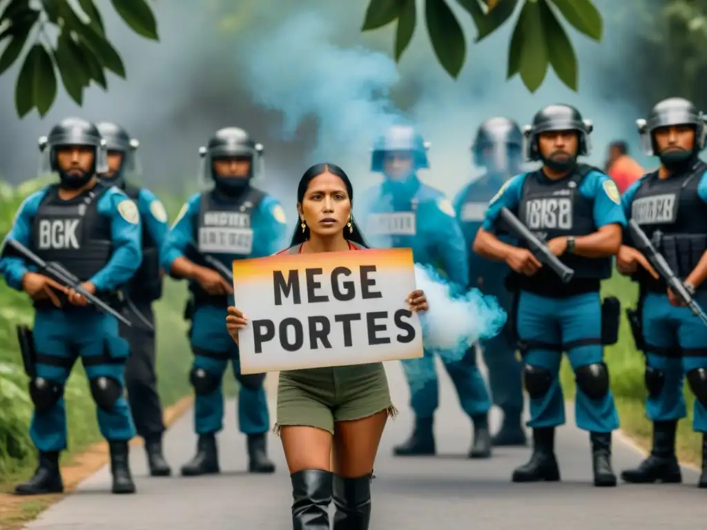 Protesta indígena en América: Mujeres y niños protestan contra la represión policial con valentía y pancartas pintadas a mano