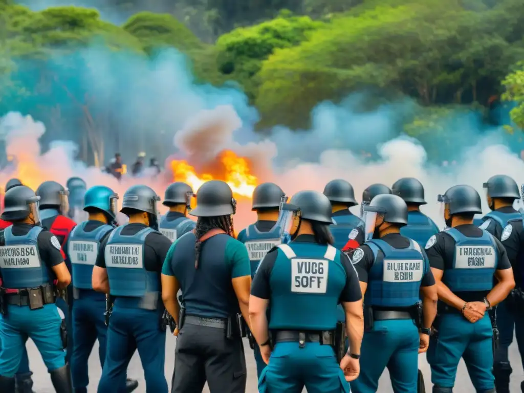 Protesta indígena en América: Resistencia y unidad frente a la represión policial en un bosque