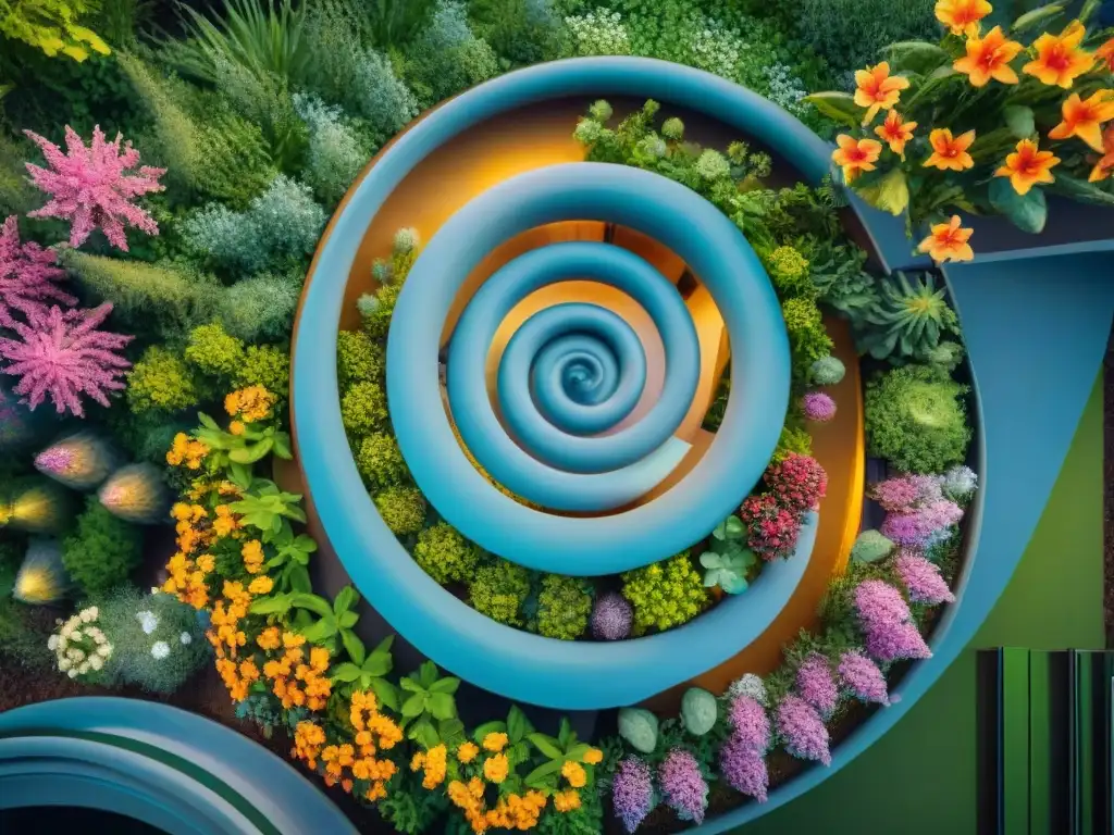 Un jardín espiral indígena rebosante de vida y significado cultural en plena floración