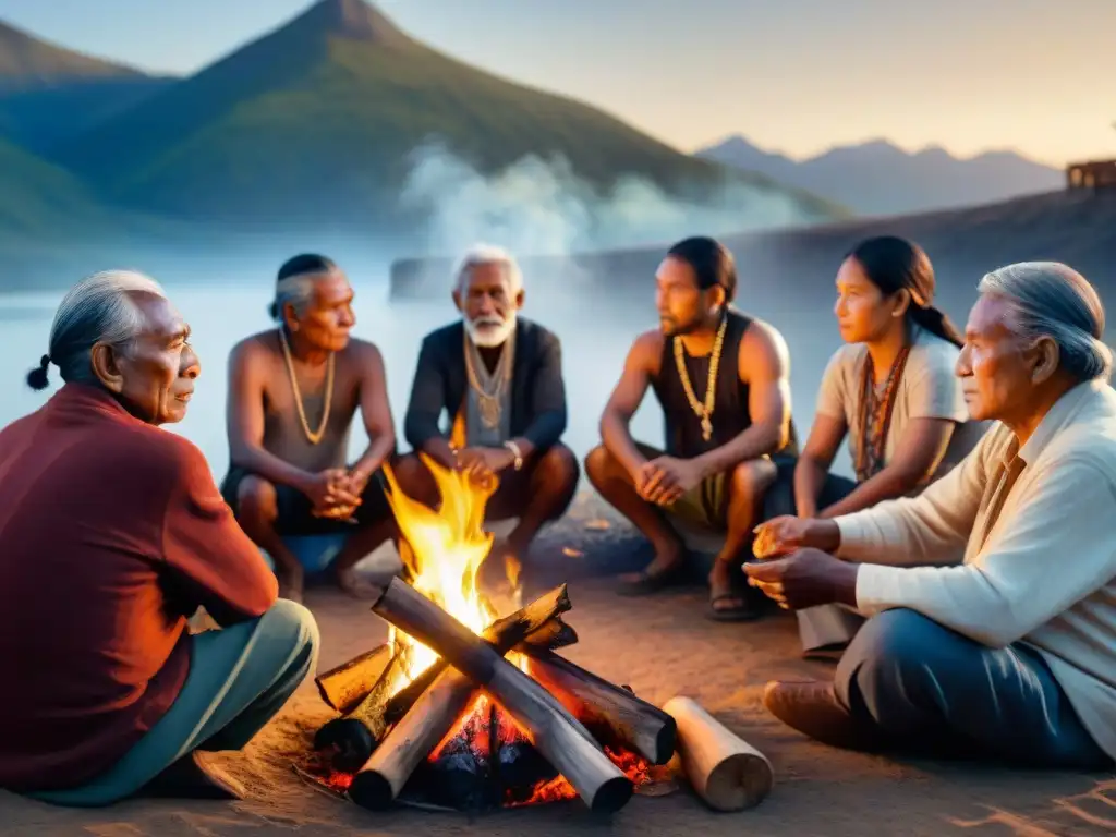 Renacimiento de la cultura indígena: ancianos comparten sabiduría alrededor del fuego con jóvenes de la comunidad