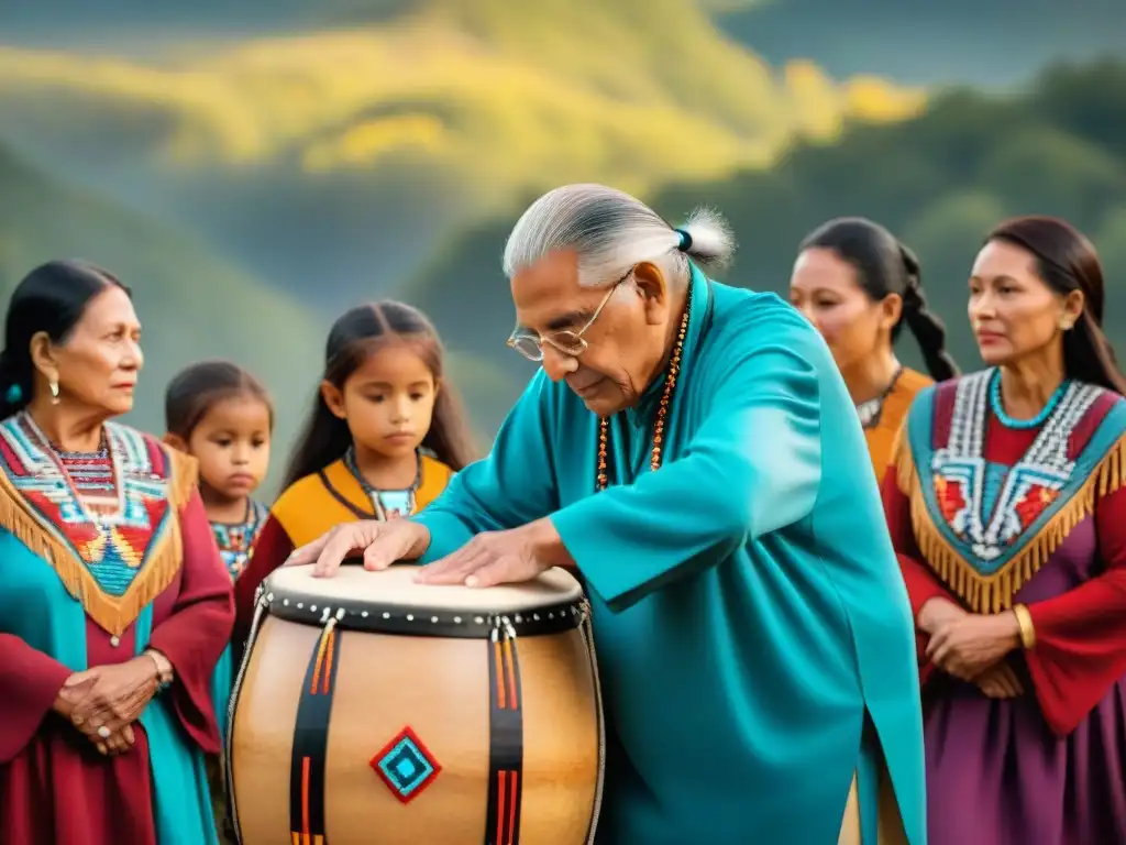 Renacimiento del idioma Cherokee en la actualidad: ancianos y niños comparten tradiciones alrededor de un tambor