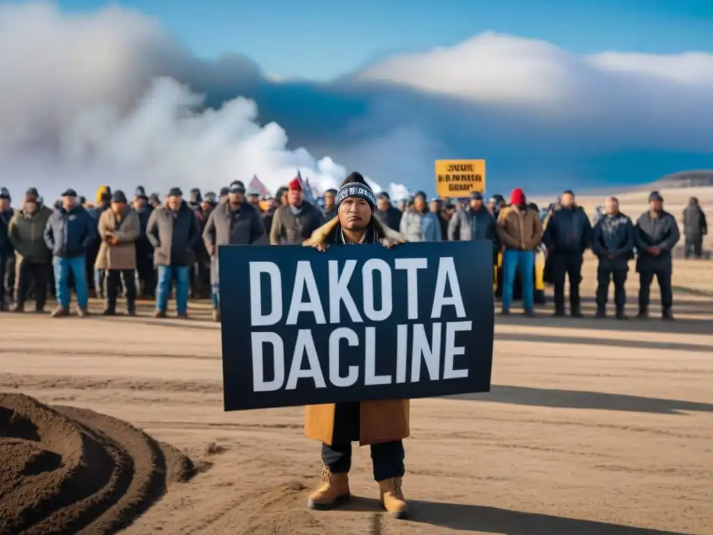 Resistencia indígena contra oleoducto: Grupo de manifestantes indígenas en Standing Rock desafían la construcción del oleoducto con determinación