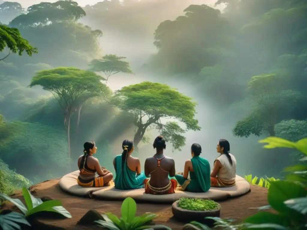 Meditación en retiros indígenas pacíficos: grupo en círculo meditando en la naturaleza