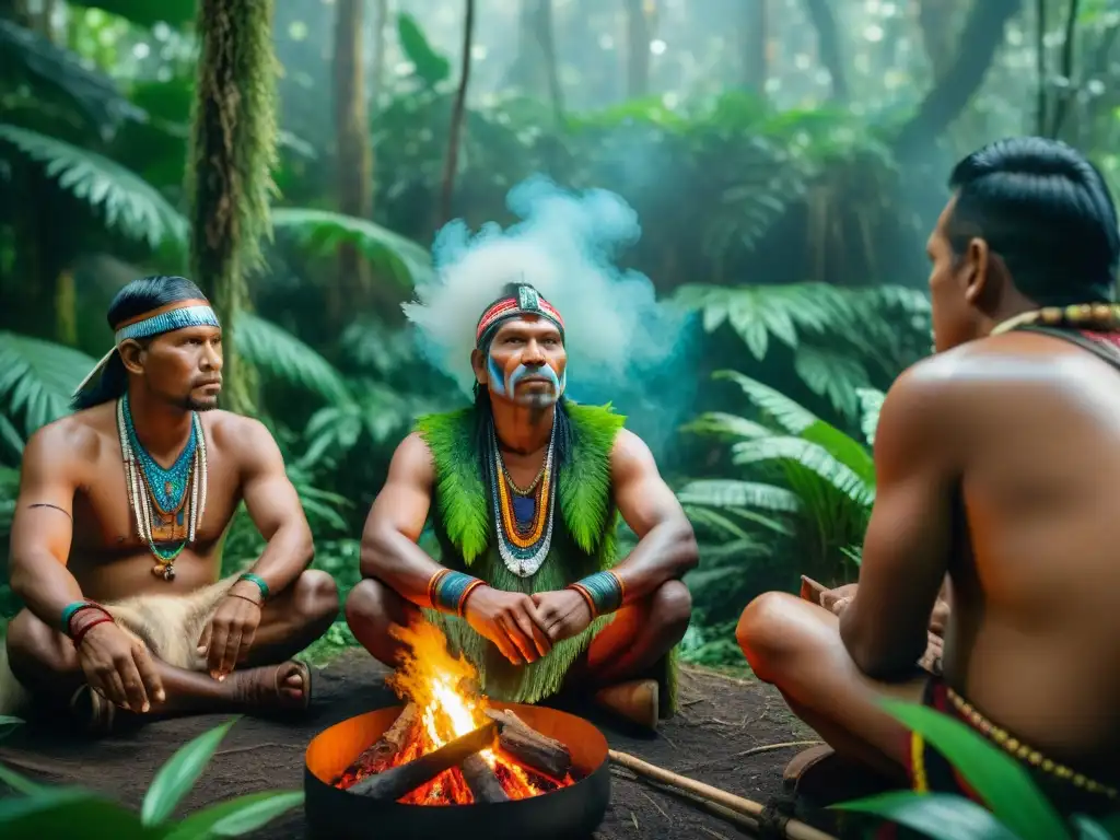 Reunión de líderes indígenas en la selva, estrategias de resistencia y coexistencia