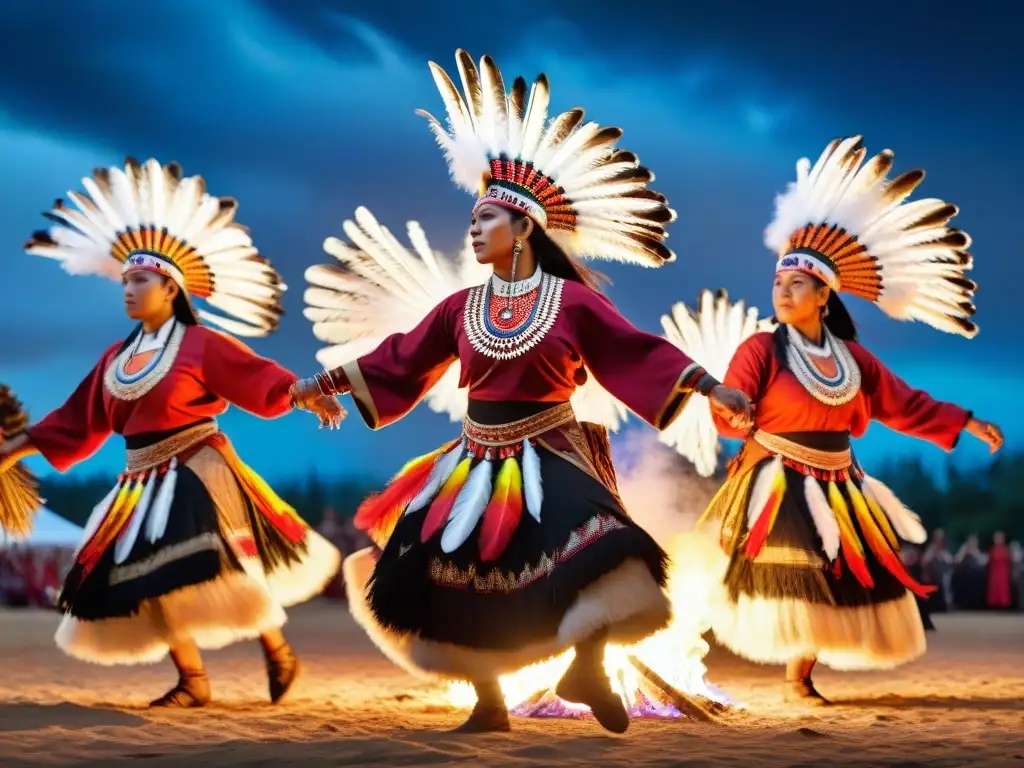 Un ritual ancestral de danzas tradicionales de pueblos indígenas bajo el cielo estrellado