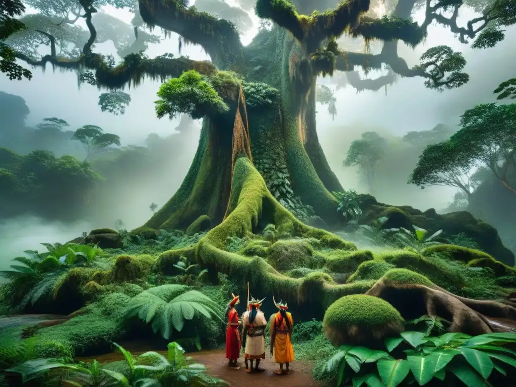 Ritual indígena en la selva amazónica, muestra la conexión entre la comunidad y la naturaleza