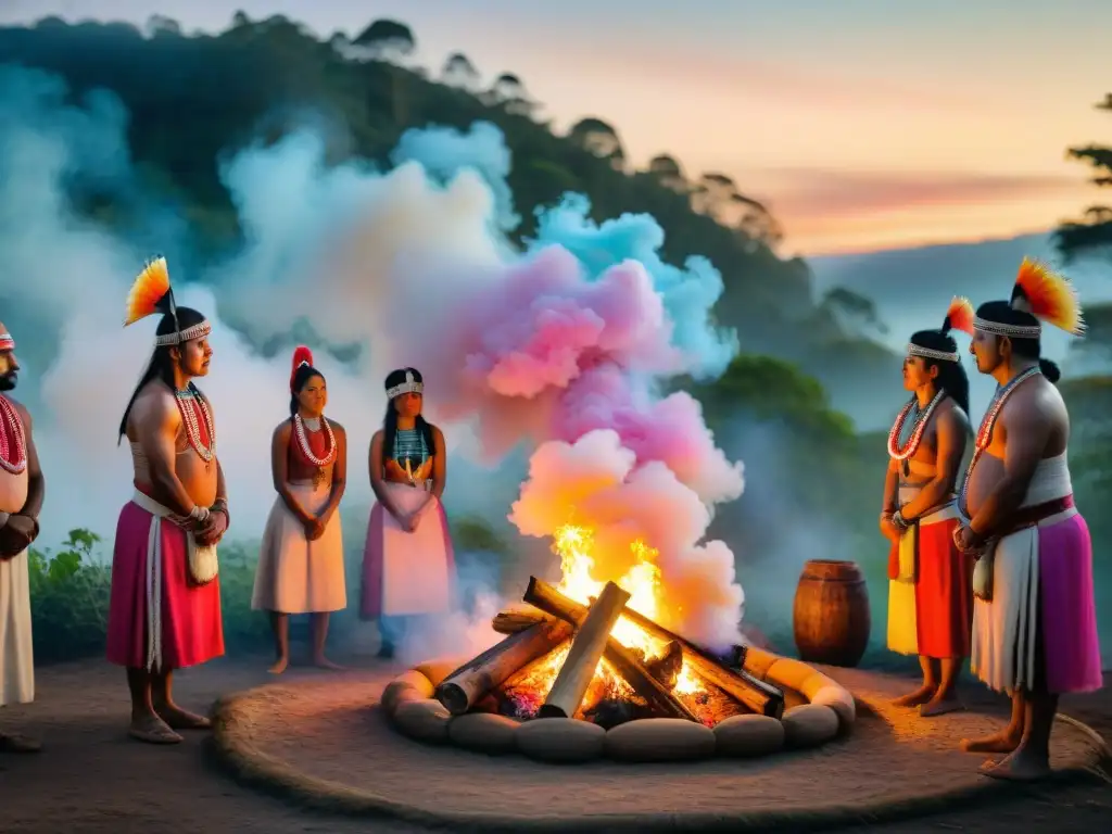 Un ritual indígena al amanecer en el bosque: simbolismo ceremonias festividades indígenas