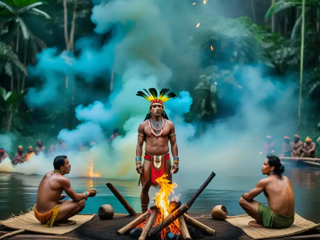 Ritual sagrado de culturas indígenas América patrimonio viviente en la selva amazónica