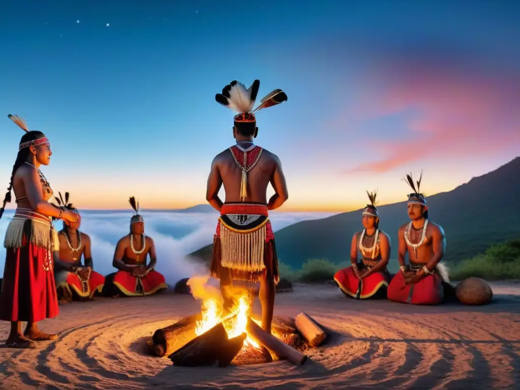 Rituales y festivales indígenas cobran vida en danza ancestral alrededor del fuego nocturno