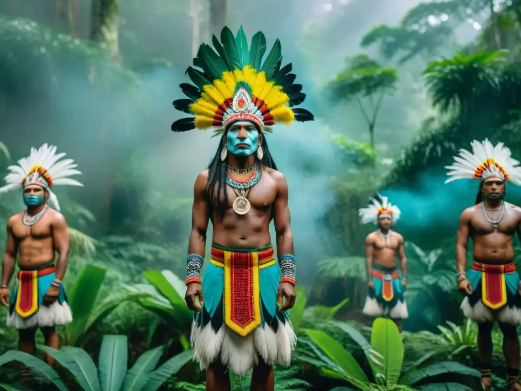 Rituales indígenas en la selva: comunidad conectada con la naturaleza en danza ceremonial