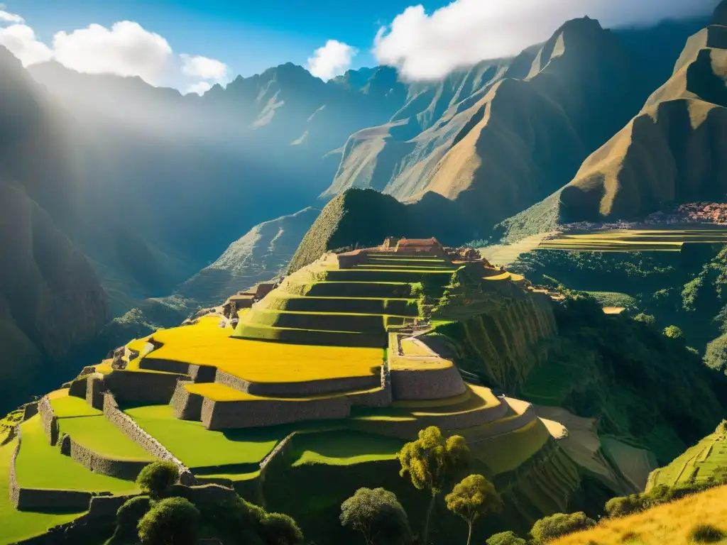 Ruinas incas en el Valle Sagrado de Perú, muestra la perfección de la arquitectura inca