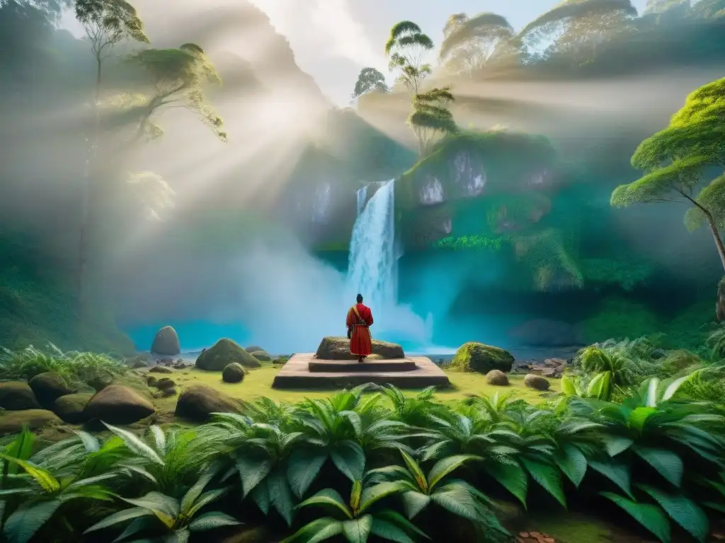 Un sagrado sitio indígena en la selva con estructuras ancestrales y rituales ceremoniales