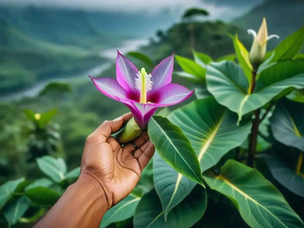 Sanación mística con Datura en la Amazonía: Chamán indígena en ritual