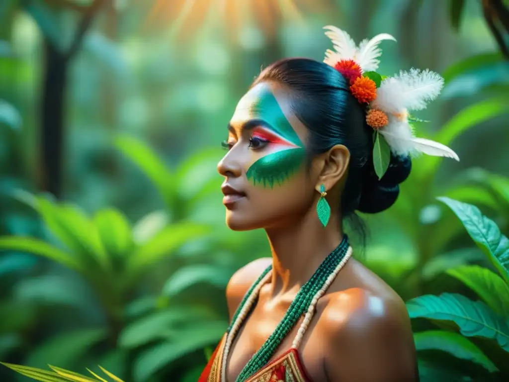 Un sanador indígena preparando remedios con plantas en la selva