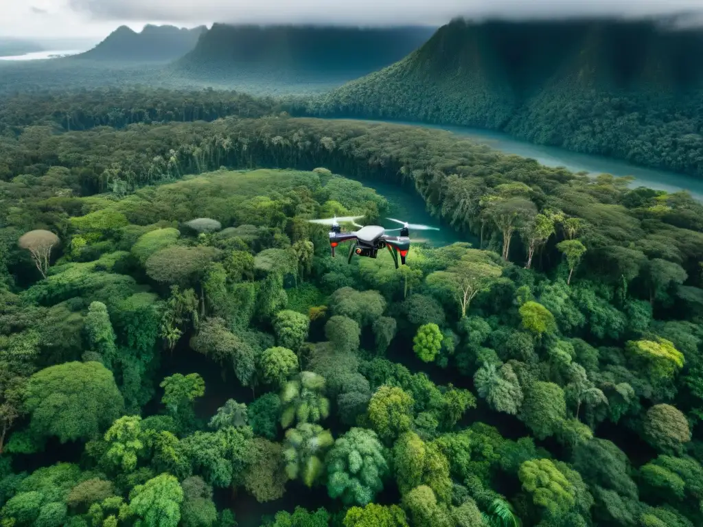 Explora la selva con drones para exploración cultural indígena, desvelando la belleza y misterio de la naturaleza