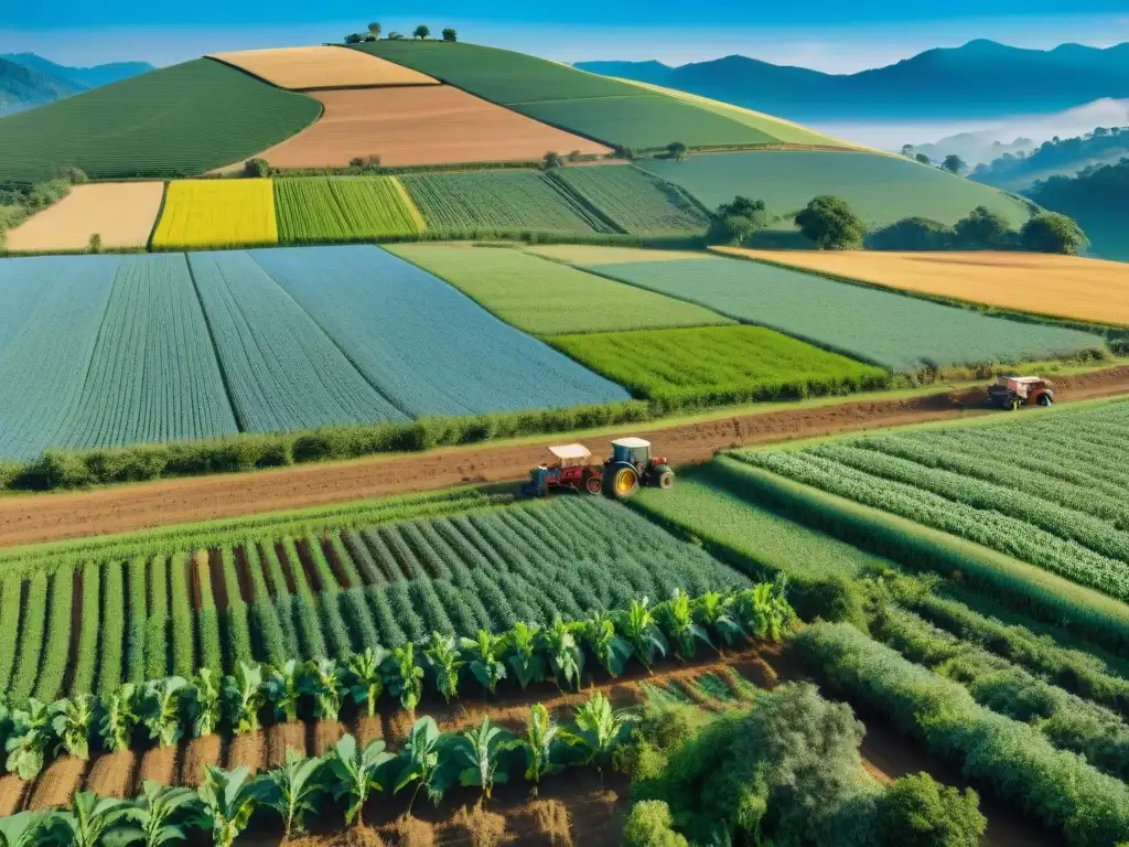 Siembra indígena con tecnología GPS: Agricultores en campo exuberante combinan tradición y innovación bajo cielo azul