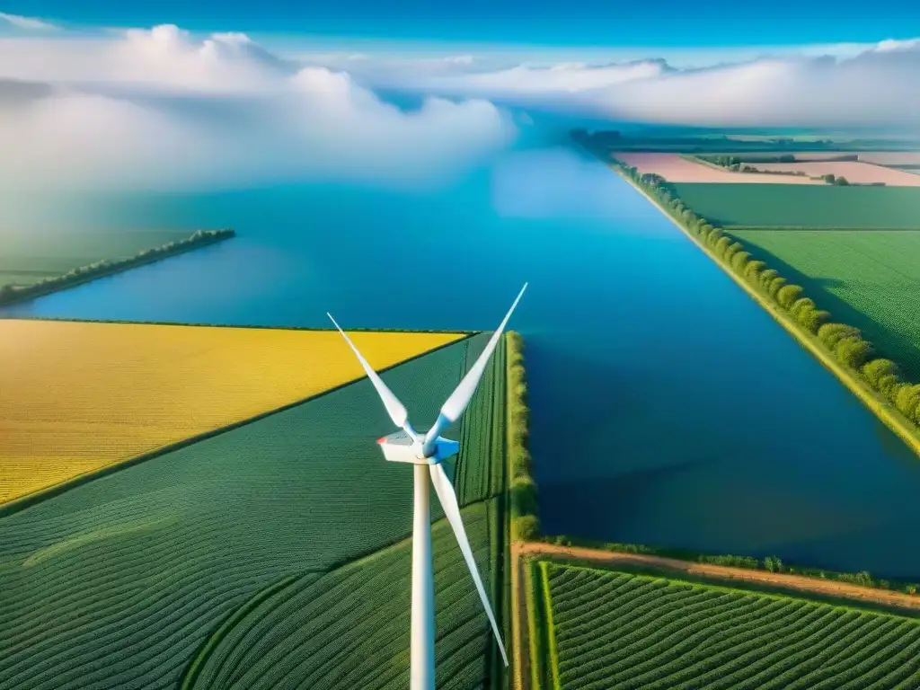 Tecnología moderna rescata métodos ancestrales en un campo de maíz con molino de viento y paneles solares