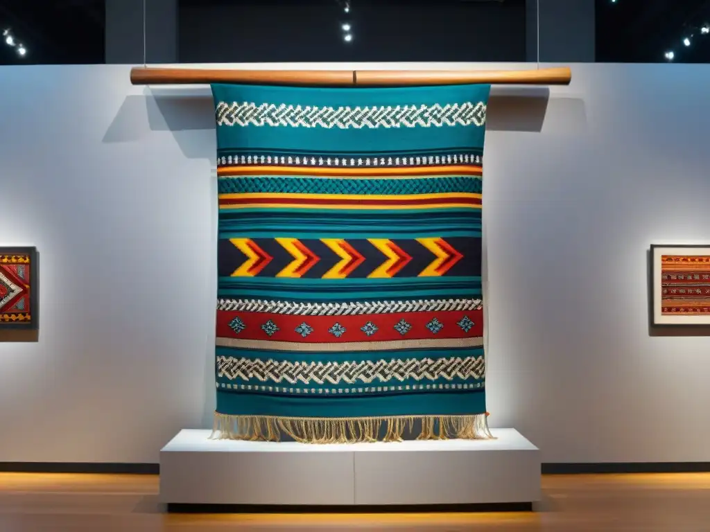 Exhibición cautivadora de textil indígena vibrante en museo