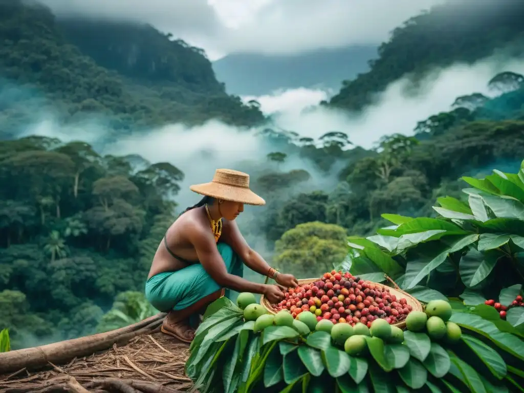 Tribu amazónica cosechando camu camu en la selva, resalta beneficios del camu camu como fruto