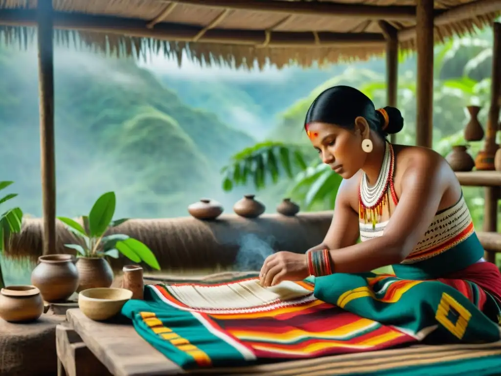 Alianza turismo derechos indígenas: Artesanos crean textiles en la selva, destacando su cultura y habilidades