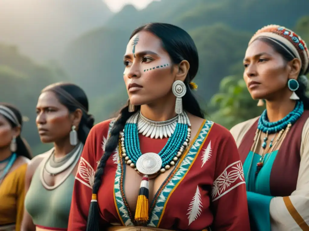 Unidas en resistencia: mujeres indígenas luchando contra el patriarcado y el colonialismo, mostrando diversidad y fortaleza