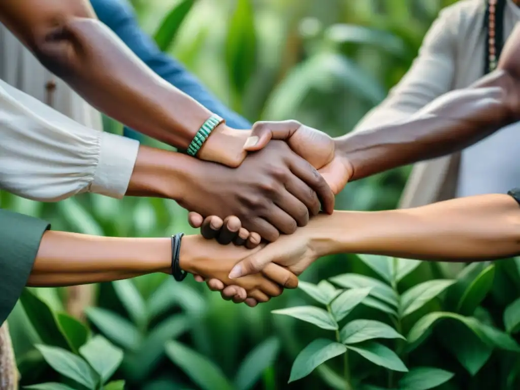 Indígenas unidos en resistencia: círculo de activistas determinados entre naturaleza, exudando fuerza y comunidad