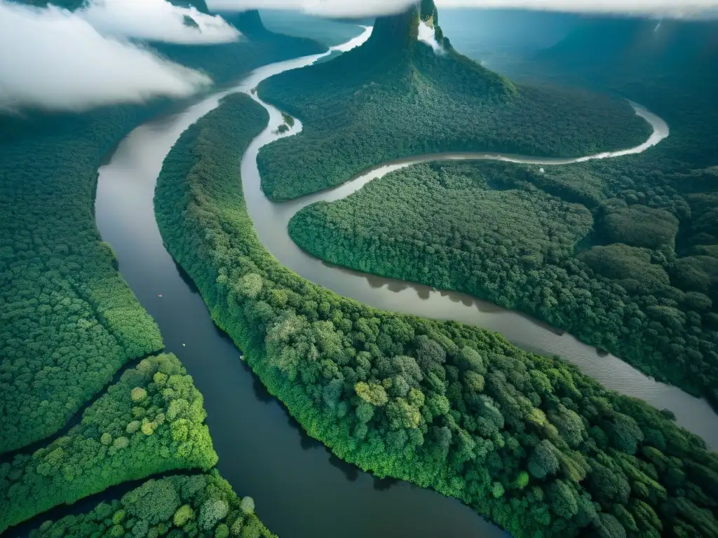 Vibrante cartografía indígena tecnología aérea del Amazonas: ríos, bosques y asentamientos indígenas