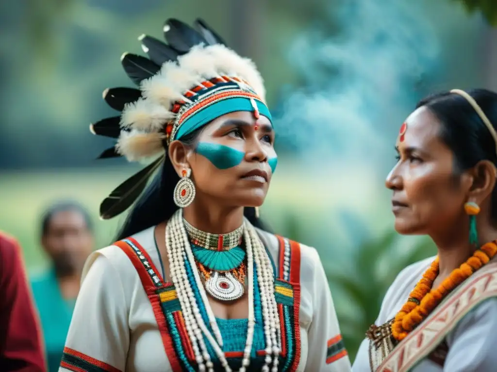 Una vibrante celebración de pasaje en culturas indígenas: una boda tradicional con atuendos coloridos y detalles culturales