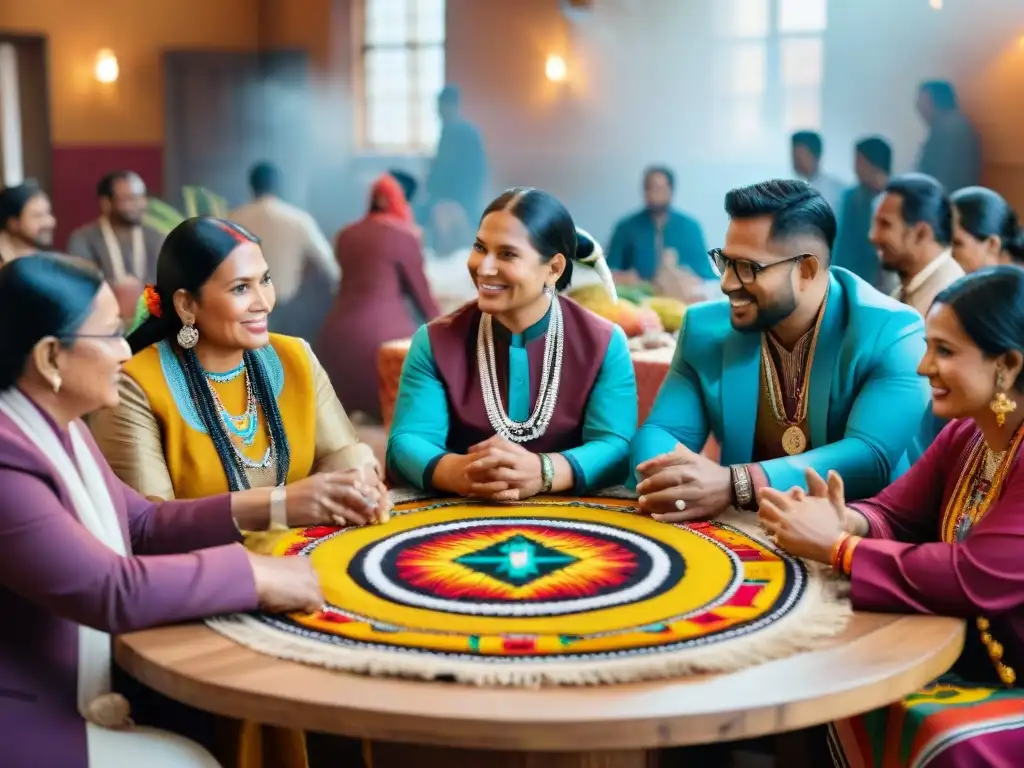 Un vibrante encuentro de emprendedores indígenas de diferentes tribus, destacando la diversidad cultural y el éxito económico