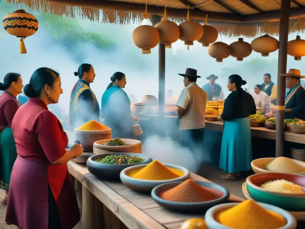 Vibrante escena en La Muestra Gastronómica Indígena en Michoacán, México con festivales gastronómicos indígenas América