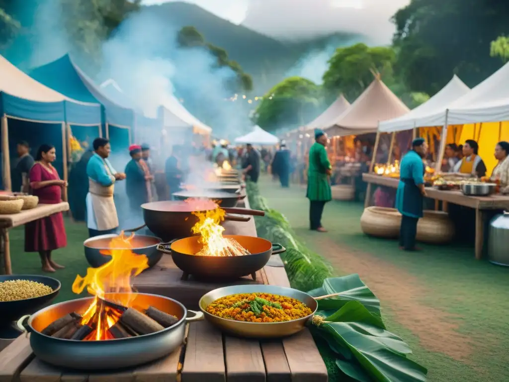 Vibrante festival indígena: preparación de delicias en festivales indígenas