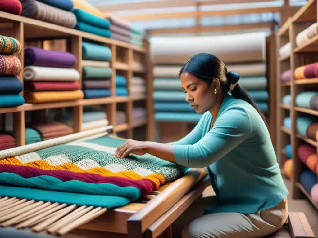 Mercado textil indígena: tradición y color en un telar Vibrante mercado indígena, telas coloridas y patrones únicos