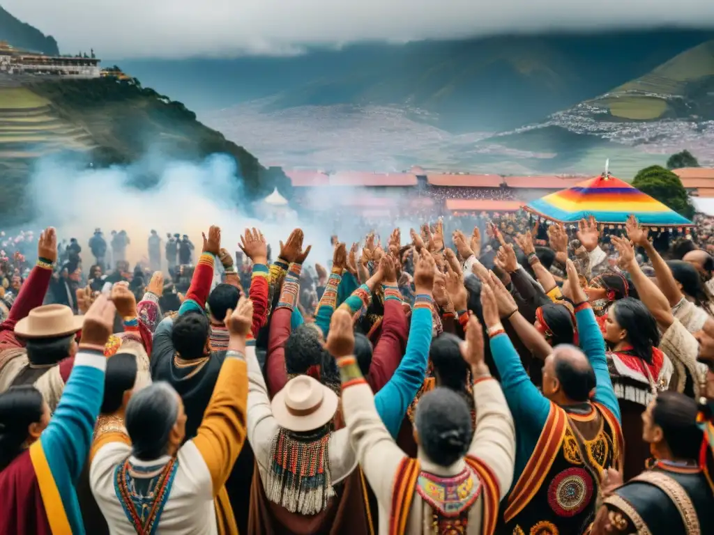 Manifestación vibrante del Movimiento Indígena Ecuador por la autodeterminación en Quito