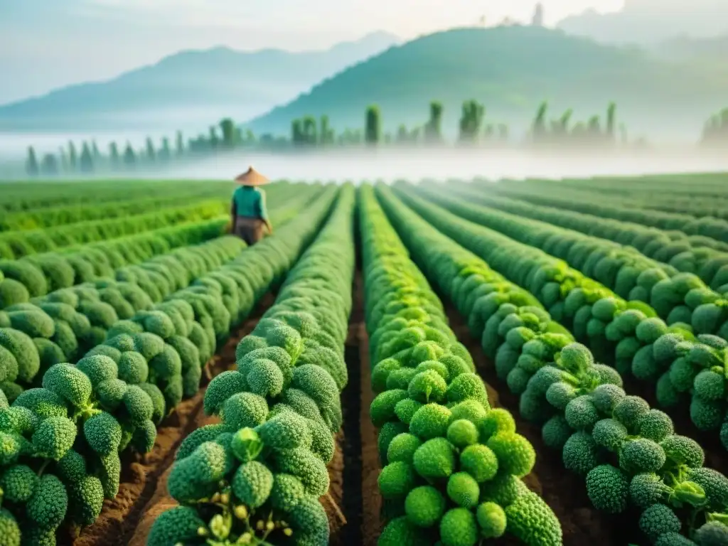 Plantación de chía vibrante bajo el sol, cosecha tradicional azteca